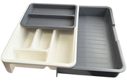 BOLLBO Adjustable Cutlery Drawer Organizer – White & Gray