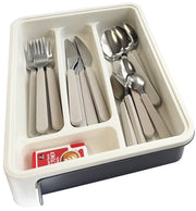 BOLLBO Adjustable Cutlery Drawer Organizer – White & Gray