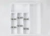 BOLLBO Expandable Cutlery Drawer Organizer – White & Gray