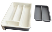 BOLLBO Adjustable Cutlery Drawer Organizer – White & Gray