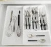 BOLLBO Expandable Cutlery Drawer Organizer – White & Gray