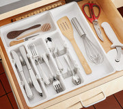 BOLLBO Expandable Cutlery Drawer Organizer – White & Gray